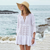 Couverture de protection de plage coupe ample – Blouse de soleil en mélange de coton pour femme